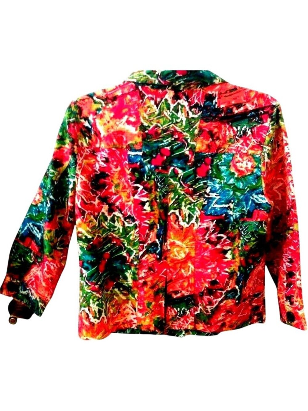 Chicos Abstract Floral Top Shacket Jacket Medium Summer Thin Multicolor - Picture 5 of 10